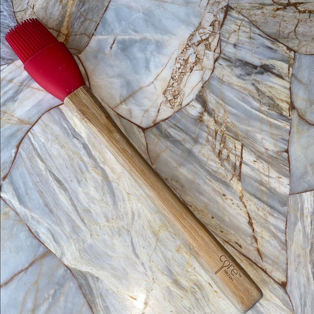 Core Kitchen Red Silicone Pastry Basting Brush with Natural Bamboo Wood Handle